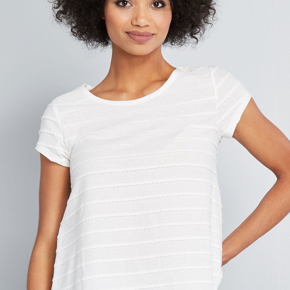 ModCloth Scalloped White Playfully Functioning Top